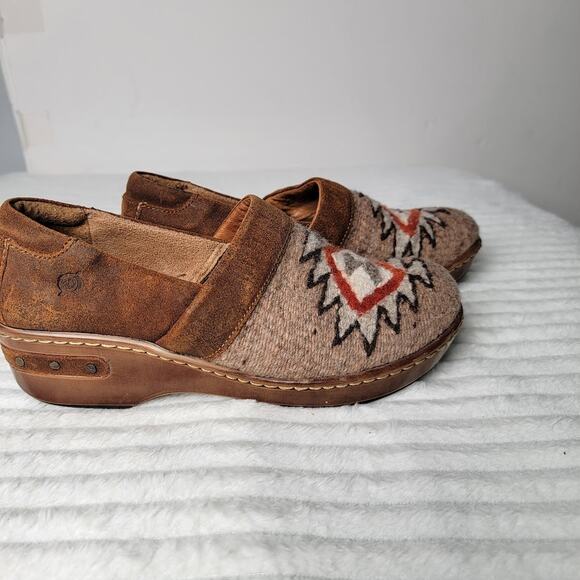 Børn Women’s Clogs Suede Wool Aztec Southwest Slip On Comfort Shoes Brown 8 Cozy - Picture 1 of 11